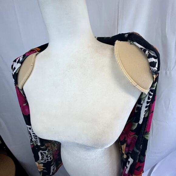 Just Amanda  Vintage size 10 over shirt open 3/4 sleeves USA Rayon black print - Picture 10 of 11